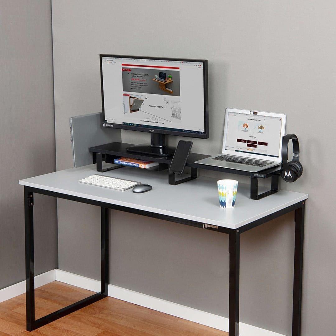 Dual Monitor Riser Stand With Accessories