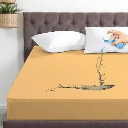 Rajasthan Crafts Cotton Terry Ultra Soft Waterproof Mattress Protector| Fits Upto 8 inch Bed | Breathable - Hypoallergenic Mattresses Cover (75x36 inch | 6.25x3 feet, Beige)