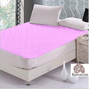 Rajasthan Crafts Microfiber 240TC Mattress Protector (Double_Pink, 72 x 78 inches)