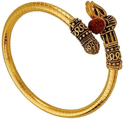 Shiva Trishul Damroo Rudraksha Kada Designer Lord Shiv Bahubali Cuff Bracelet Bangle for Men