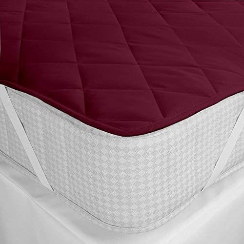 Homespun Quilted Triple Layered 100% Waterproof, Dustproof and Cooling Microfiber Infused King Size Double Bed Mattress Protector, Maroon Color, 72x78 inches