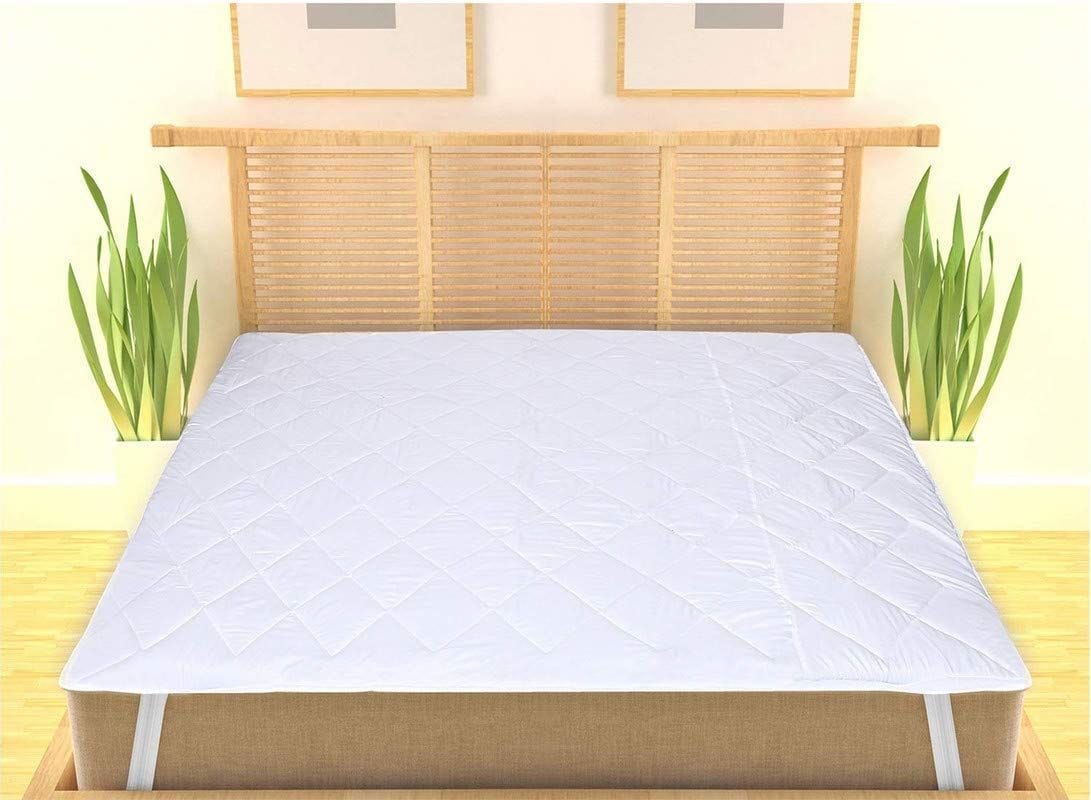 Homespun Quilted Triple Layered Waterproof, Dustproof and Cooling Microfiber Infused King Size Double Bed Mattress Protector, (White, 72x78 inches)