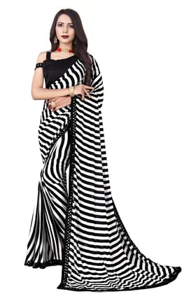 Dream Crushers Women's Sarees Georgette Zebra Printed lining Pattern Blouse piece