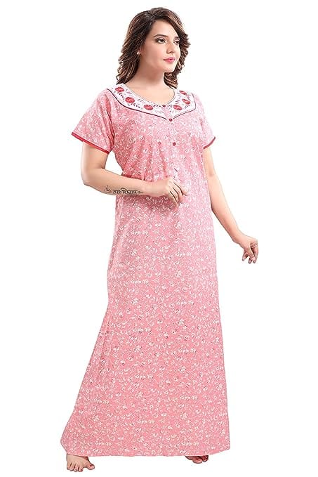 TRUNDZ Women's Cotton Printed Maxi Nighty