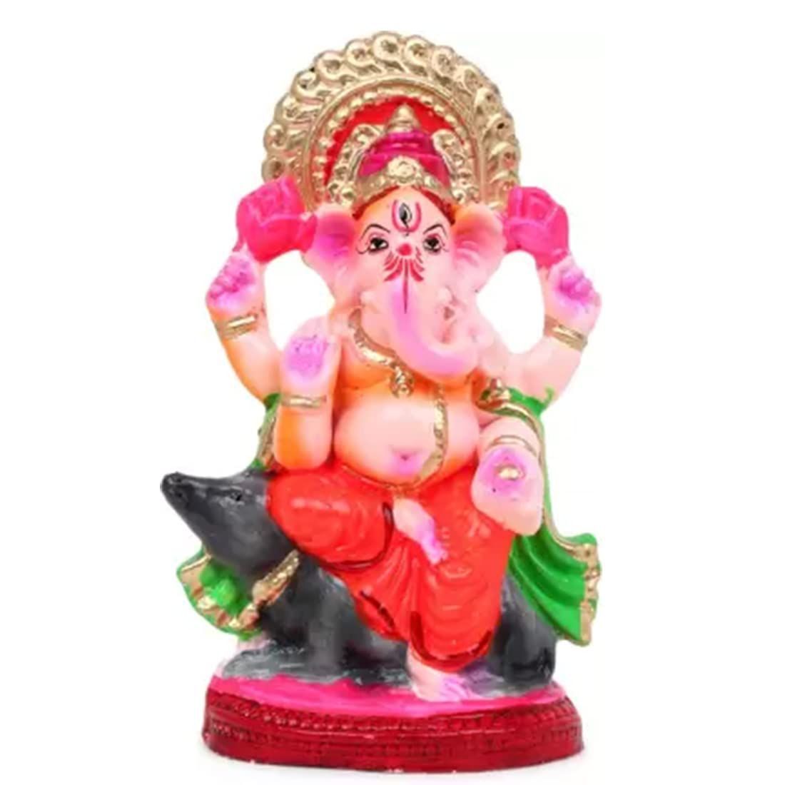 KSI Eco Friendly Ganesh Murti Biodegradable Mitti Ganpati Statue for Diwali Decoration Home Temple & Visarjan Dissolve in Water Clay Idol