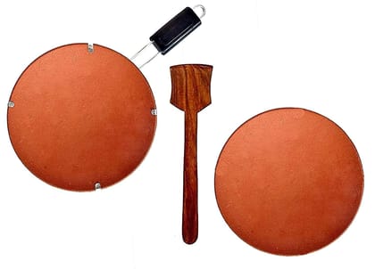 KSI Earthenware Clay Tawa with Stand Mitti Ka Tawa Clay Tawa Terracotta Handmade Clay Tawa with Wooden Spatula Earthen Cookware (10inch)