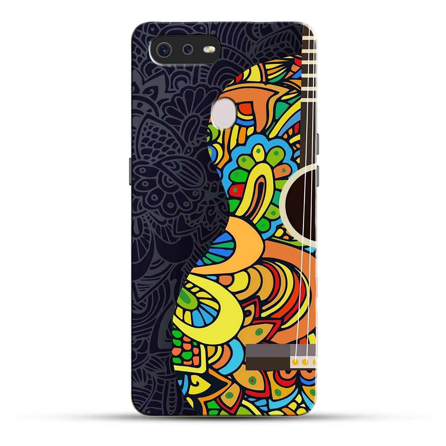 DREAMCART Music Lover Funky Guitar Colorful Rangoli Art Design Lovely Attractive Look Printed Hard Back CASE Mobile Cover Phone for Oppo F9 PRO/Oppo F9