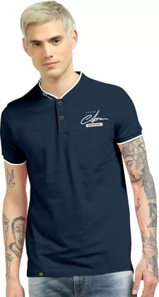 Men  Polo Neck Cotton Blend  T-Shirt (Blue)