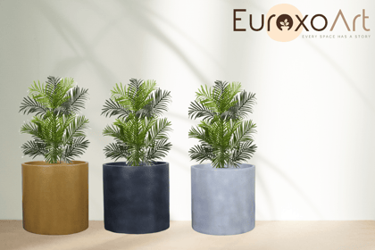 Euroxo Fiber Planter | FRP Planter for indoor & outdoor | Grey | Dark Grey | Yellow