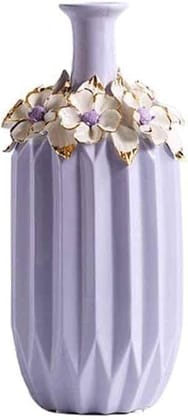 Vase Purple Ceramic Home Decoration Ornaments European Creative Flower Arrangement Bottle (Size : 31.5cm)