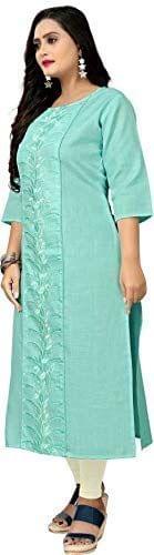 Monika Fashion Women's Rayon Embroidered Work Golden Kurti