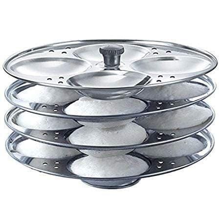 Vessel Crew Stainless Steel 4 Tier Idli Maker/Idli Stand Idli Plates Idli Steamer Pot (16 idli)