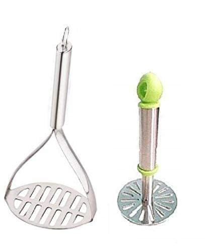 vessel crew Any Kitchen Stainless Steel Big Pao Bhaji Masher with 1 Potato Masher