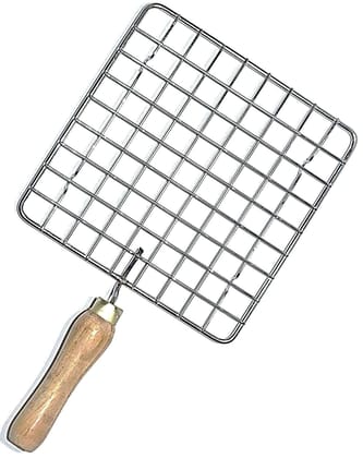 Vessel Crew Combo of Stainless Steel Roasting Net with Wooden Handle - 1pcs