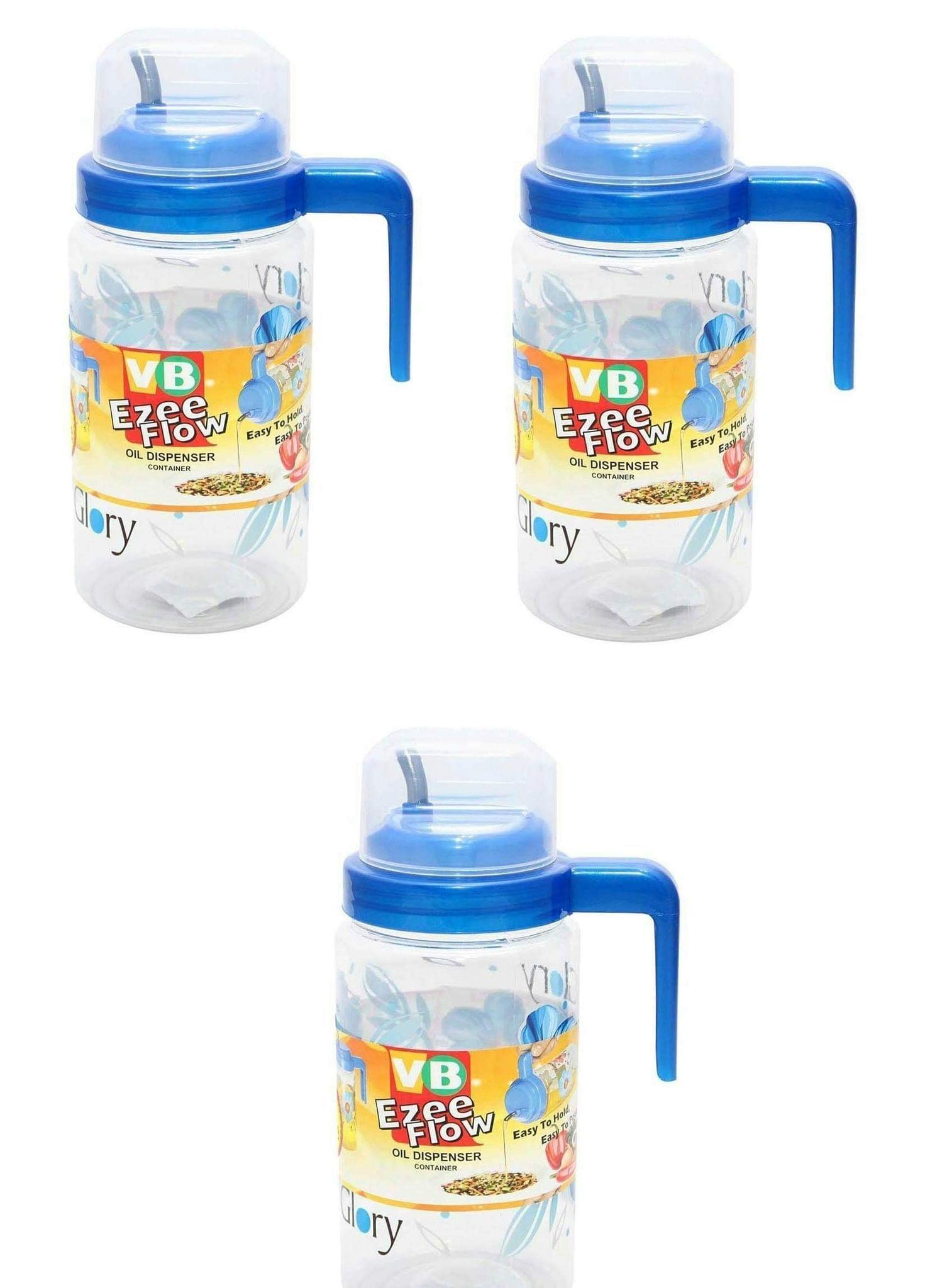 vessel crew 1 L Plastic Cooking Oil Dispenser/Storage Container Jug (Multicolor) - Set of 3