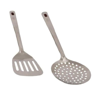 Vessel Crew Stainless Steel Cooking Spoon, Kitchen Spoons Pony and Egg Palta Set of 2 (Length 13.5 inch)
