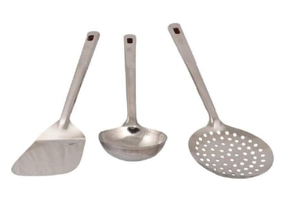 Vessel Crew Stainless Steel Cooking Spoon Set, Kitchen Spoons Karchi, Pony and Palta Set of 3 (Length 13.5 Inch)