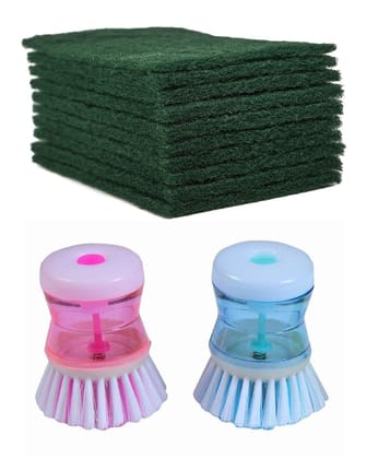 Vessel Crew Heavy Duty Nylon Scrub Pad Set of 10 and Dish Washing Brush Set of 2