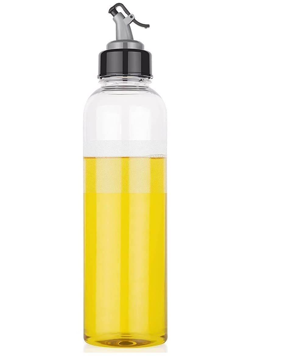 Vessel Crew Food-Grade Plastic Oil Dispenser for Kitchen Cooking, Easy Flow Oil and Vinegar Bottle, Liquid Dispenser, Transparent, Unbreakable (Elegant, 1 Liter)