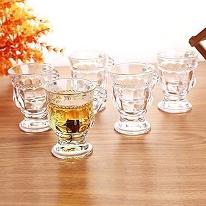 ONFLOW ONF0M Glass Coffee Mugs Tea Cup 150 ml Set of 6 Coffee, Tea, Milk, Hot and Cold Drinks, Green Tea Mugs with Handle.