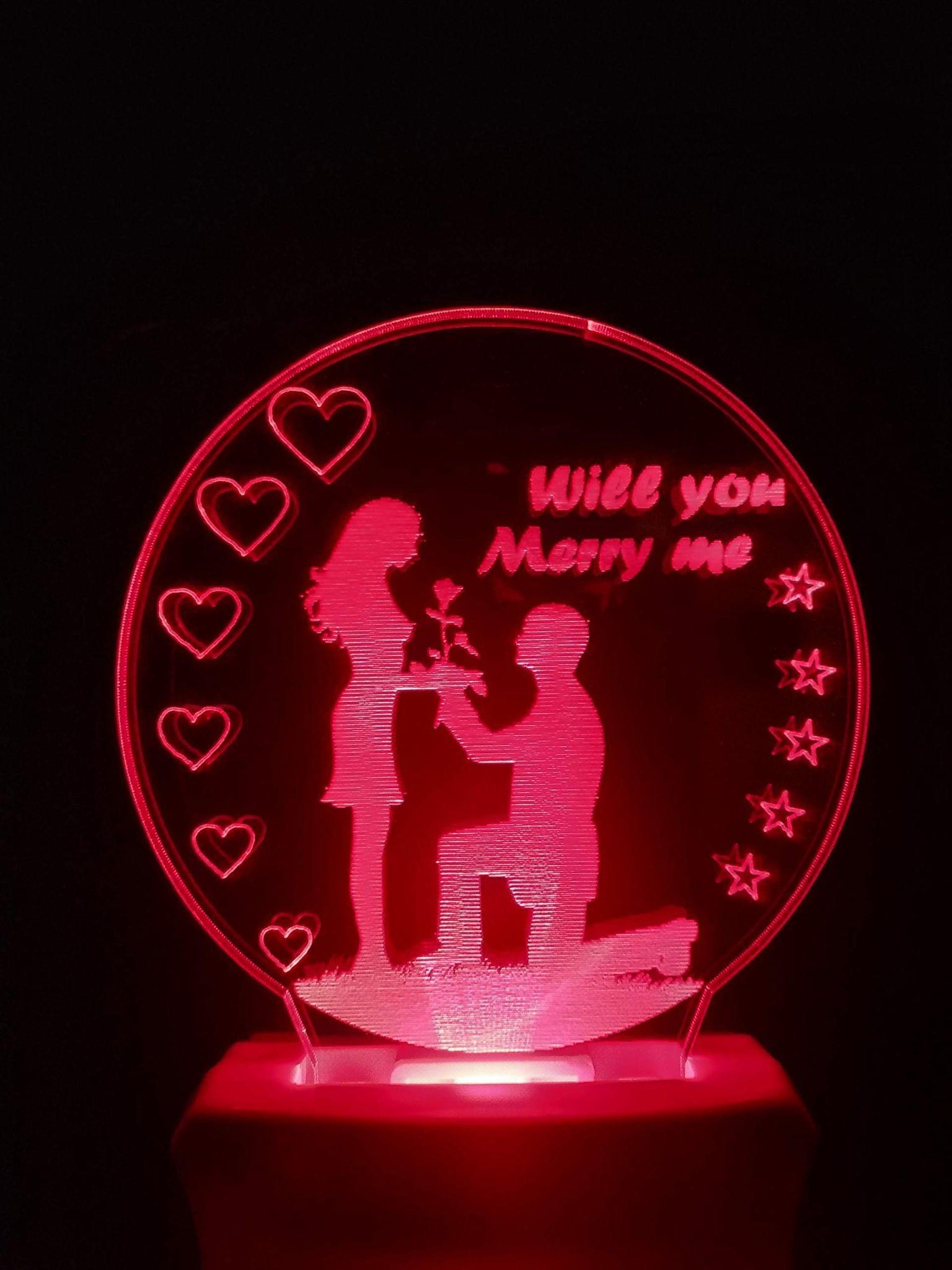 ONFLOW Couple 3D Multicolor Illusion Night Lamp