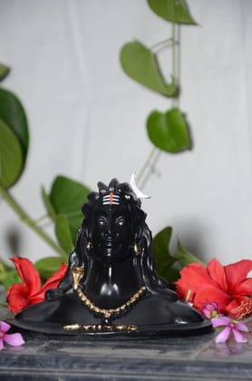 ONFLOW ONF0A New Matte Polyresin Adiyogi Shiva Statue (4.5 inch) Black and Golden,One Piece.