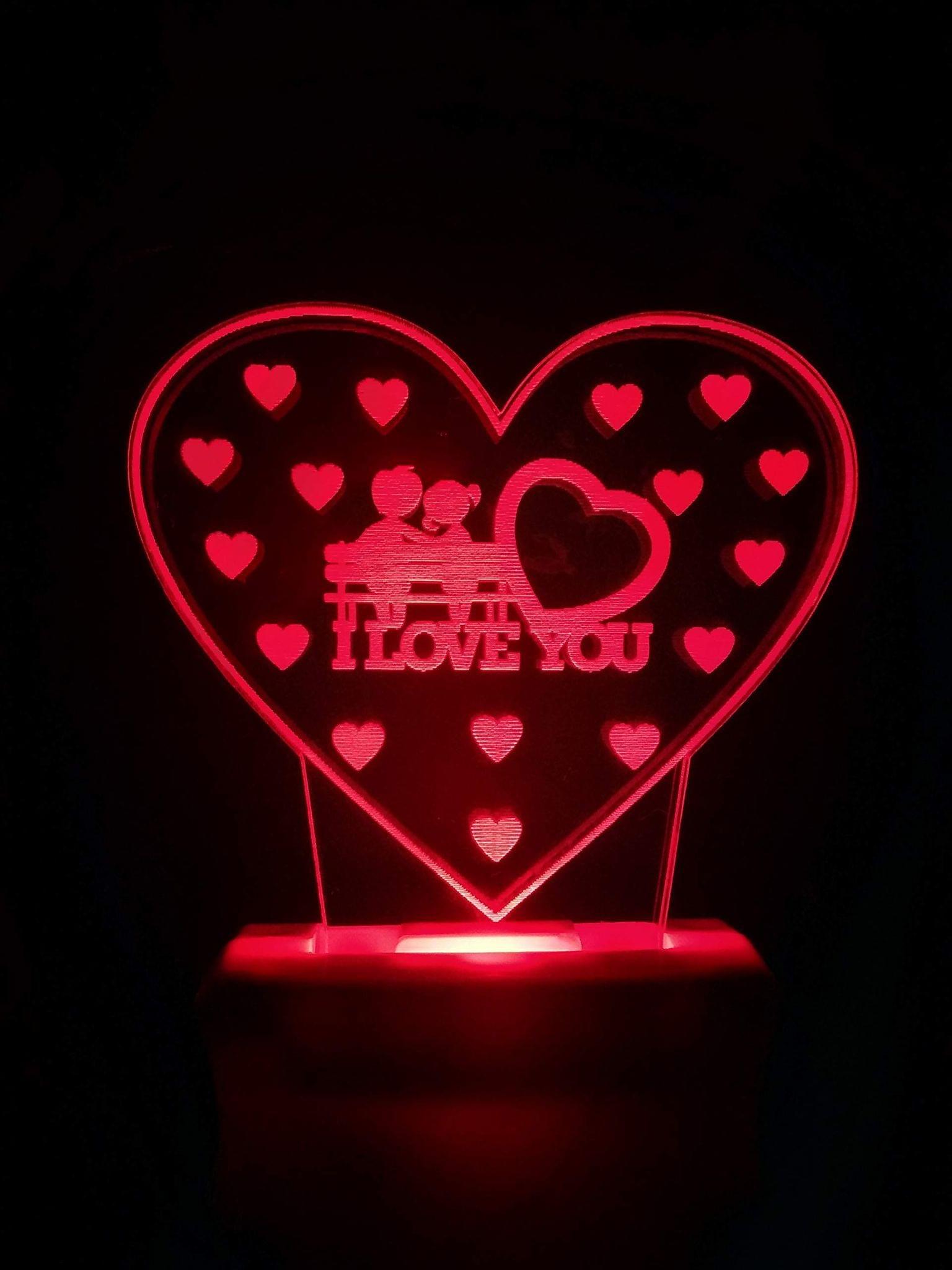 ONFLOW Love You 3D Multicolor Illusion Night Lamp