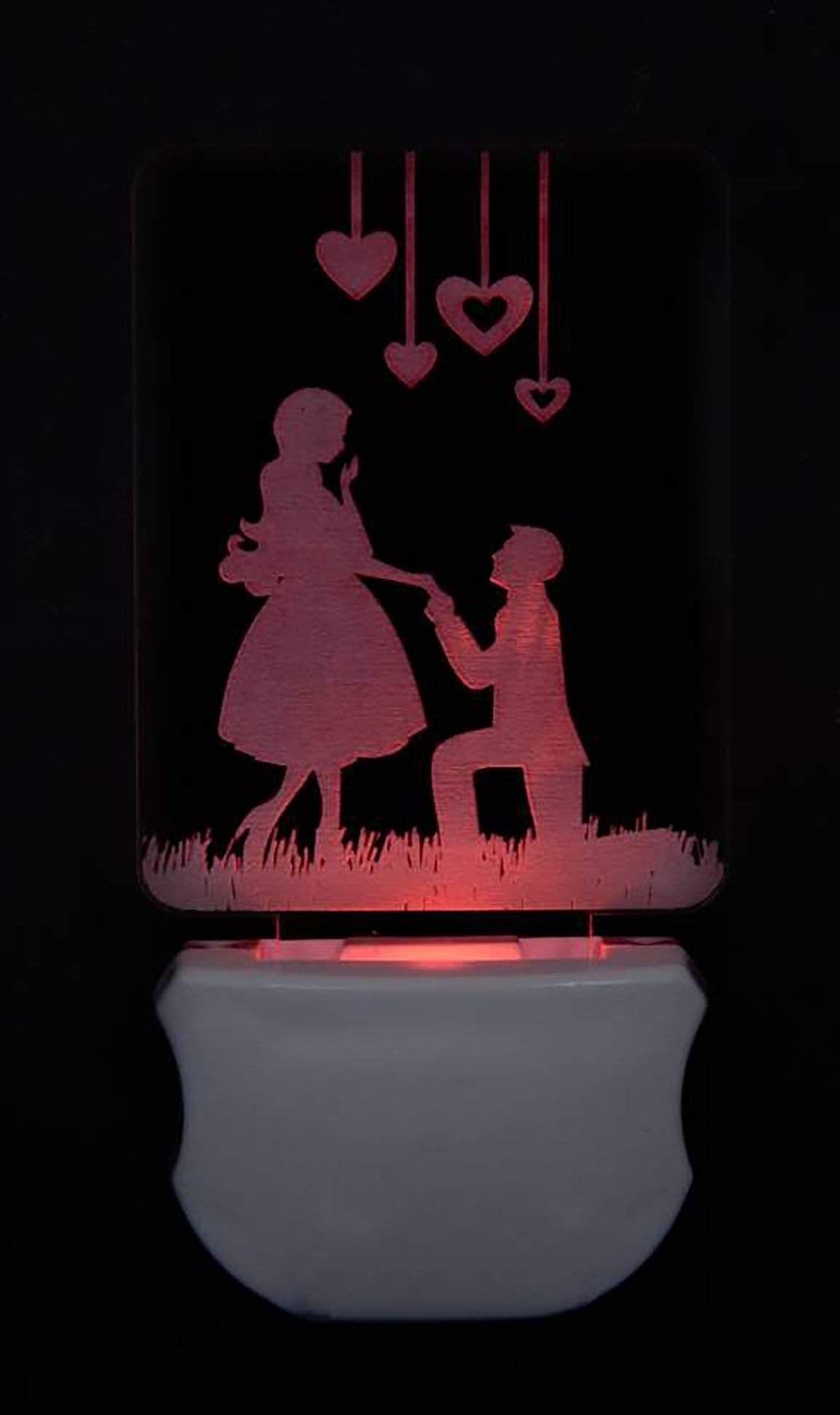 ONFLOW The Couple Propose 3D Illusion Night Lamp is Extremely Cool and 3D Illusion Design Night Lamp (12 cm, Clear)