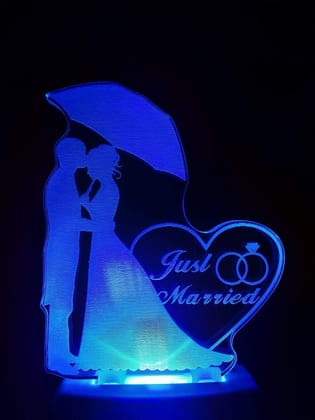 ONFLOW Just Married Couple 3D Multicolor Illusion Night Lamp