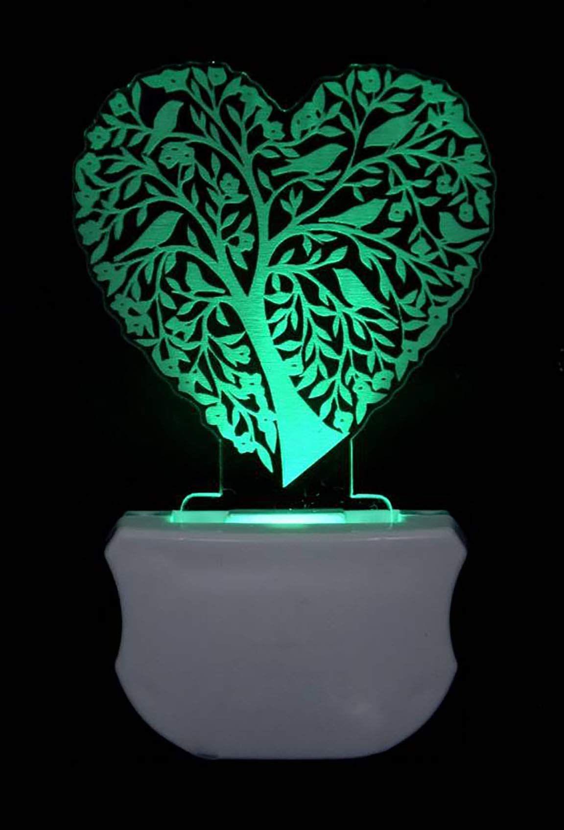 ONFLOW The Heart with Tree 3D Illusion Night Lamp is Extremely Cool and 3D Illusion Design Night Lamp (12 cm, Clear)