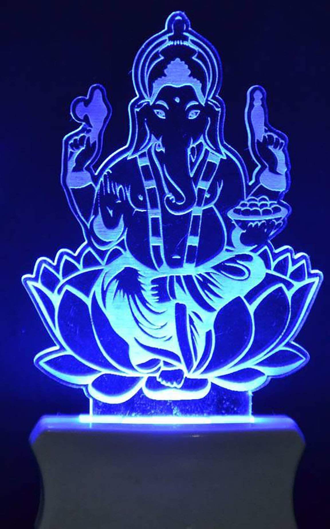 ONFLOW The Lord Ganesh 3D Illusion Night Lamp is Extremely Cool and 3D Illusion Design Night Lamp (12 cm, Clear)3