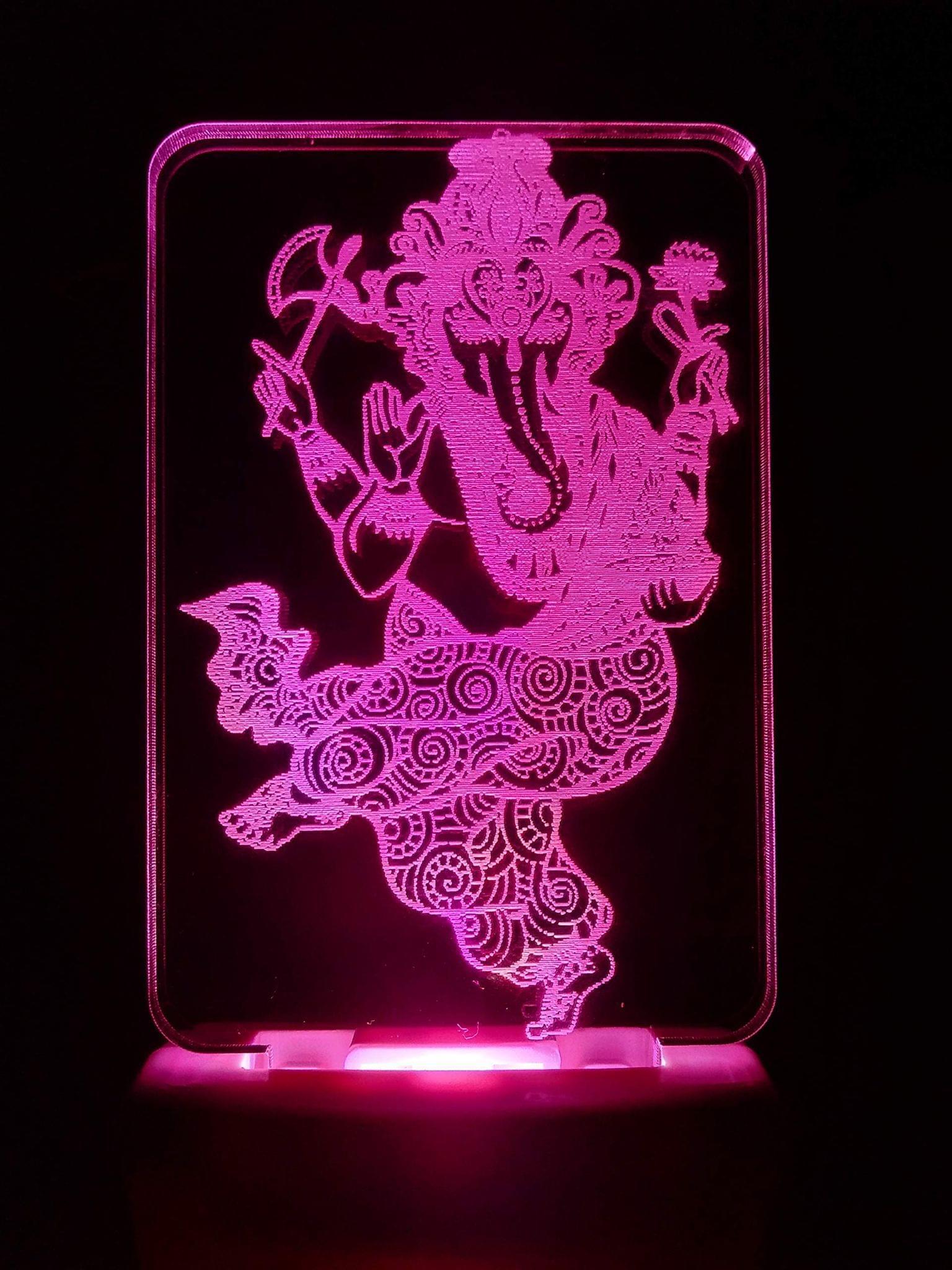 ONFLOW Ganpati Dance 3D Multicolor Illusion Night Lamp