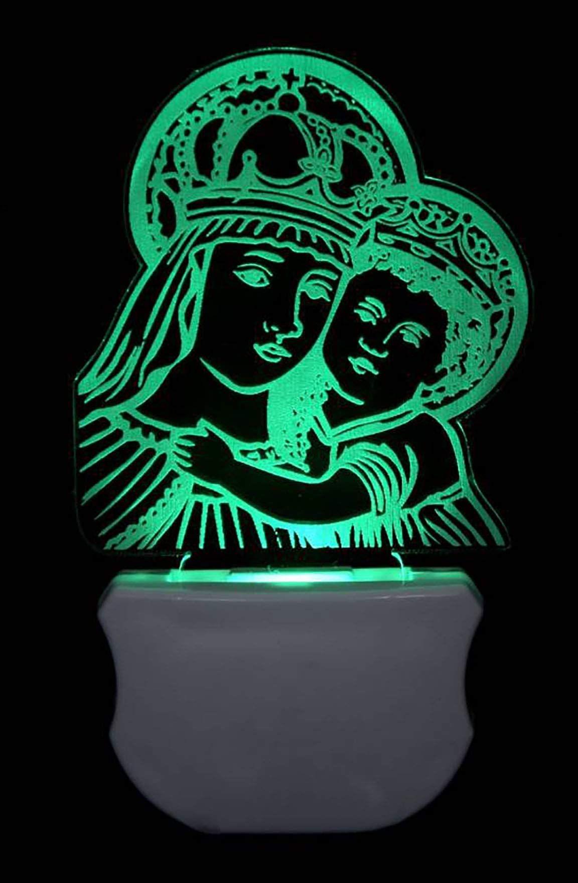 ONFLOW The Mother Mary 3D Illusion Night Lamp Night Lamp (12 cm, Clear)