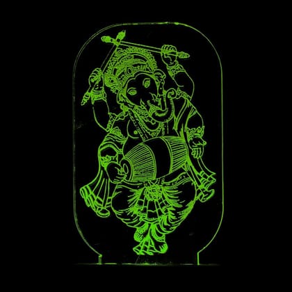 ONFLOW Lord Ganesh ONLG107 3D Illusion Night Lamp Night Lamp (12 cm, Multicolour)