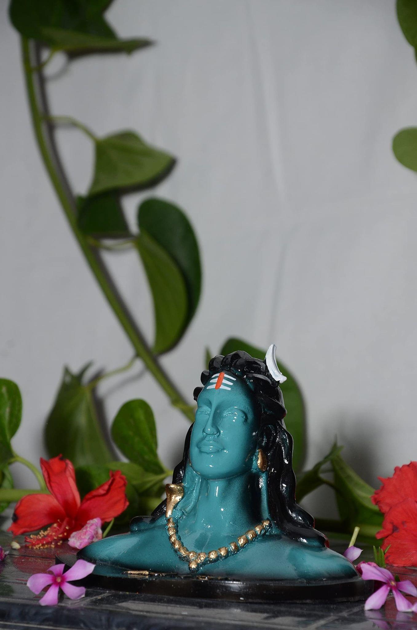 ONFLOW ON12 Adiyogi Shiva Statue for Car Dashboard, Pooja & Gift, Mahadev Murti Idol, Shankara for Home & Office Decor (Blue and Black ,One Piece).