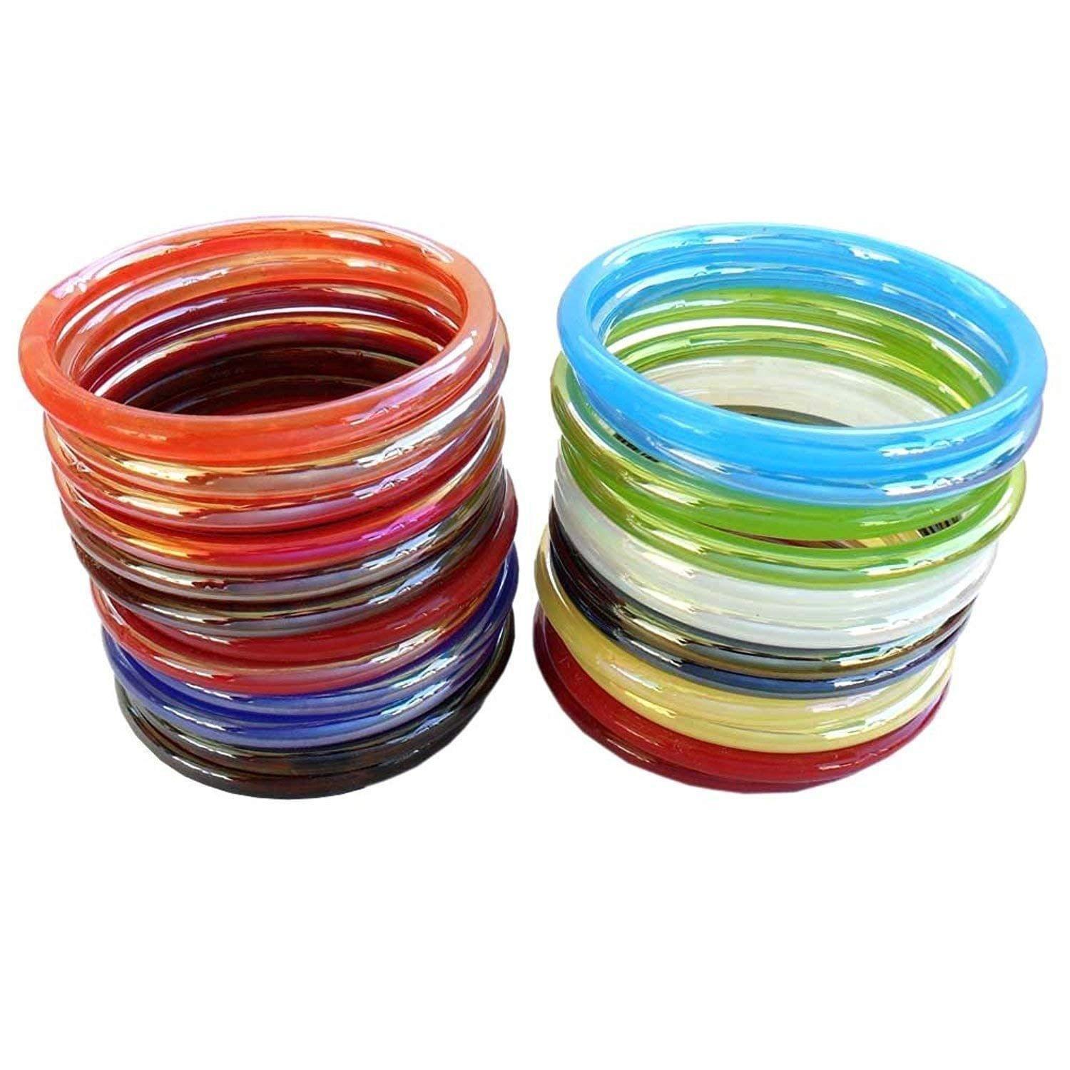 ONFLOW Shining Multicolor Glass Bangle Set For Women And Girls (Pack Of 24)