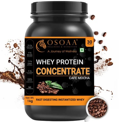 OSOAA 100% Whey Protein Concentrate Powder- 24.3g Protein, 4.8g BCAA with EAAs and Glutamine (2Kg/4.4lbs)