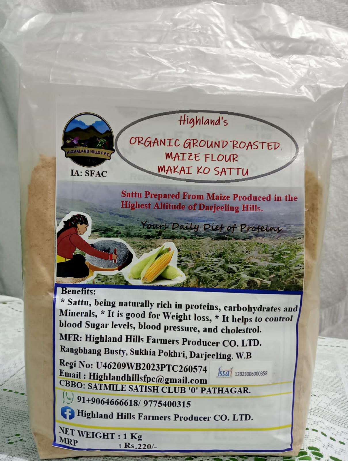 Organic Ground Roasted Maize Flour ( Makai Sattu)