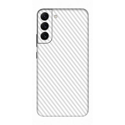 FCS White Carbon Fiber Mobile Back Screen Protector Skin wrap (Not Back Case/Cover) for Samsung Galaxy S22 With Camera Protector (Back+Camera) | Pack of 2