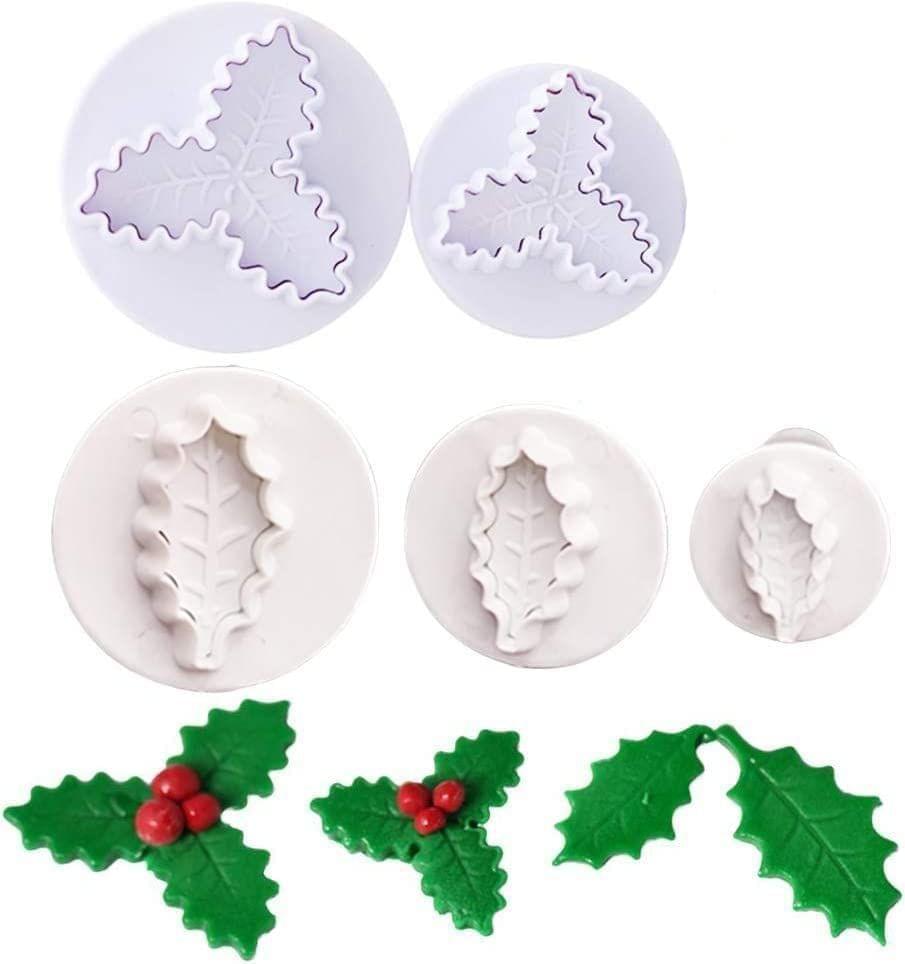 Skytail 5 Pieces Holly Cherry Leaf Plunger Cutter