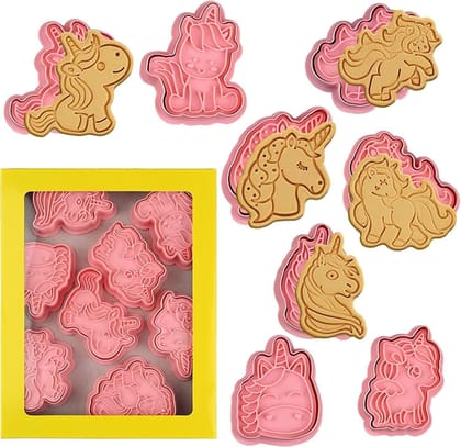 Skytail Unicorn Cookie Cutters with Plunger Stamps - 8 Piece Set