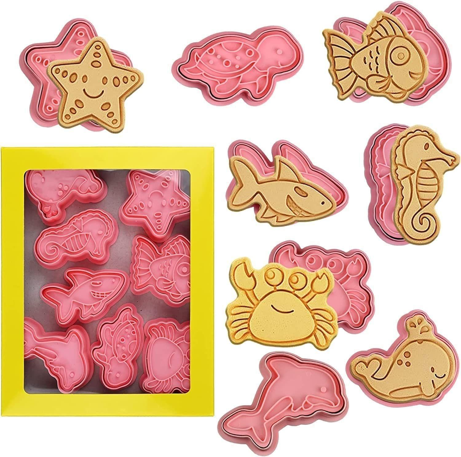 Skytail Ocean Cookie Cutters with Plunger Stamps - 8 Piece Set