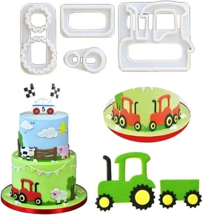 Skytail Sugarcraft/4pcs Icing Cutter Farm Farmer Tractor Set