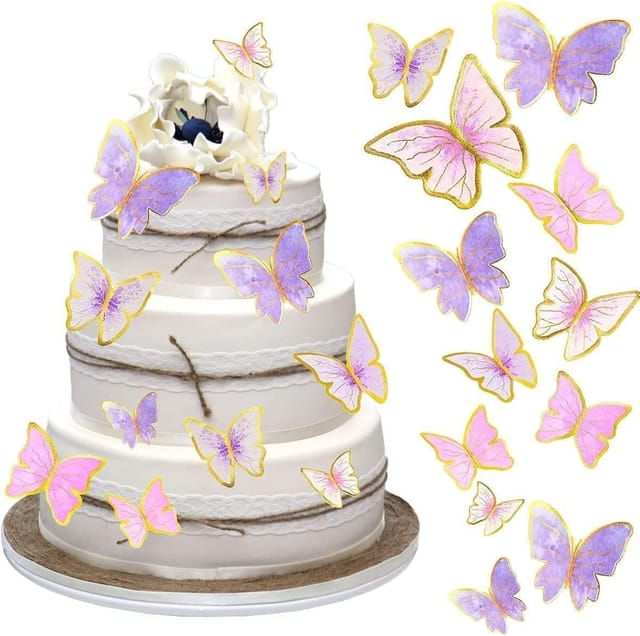 20pcs Pink Butterfly Cake Toppers Wedding Girls Butterfly Themed