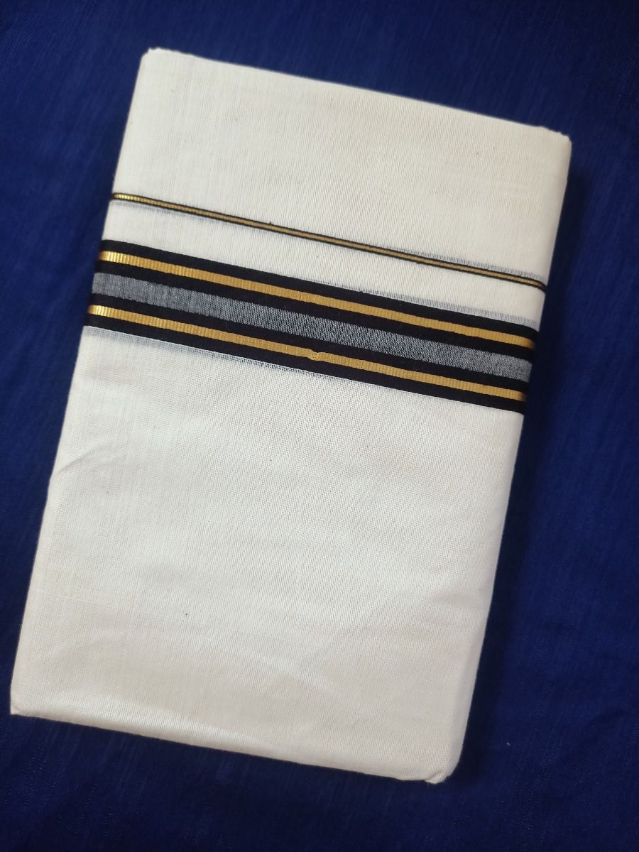 Double Mundu Black with golden borders