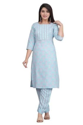 Monica Fashion Women's Rayon Fabric Printed Traditional Straight Printed Kurta and Pant Set