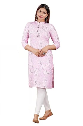 Monika Fashion Pink Color 3/4 Sleeves Rayon Fabric Designer Kurta for Women & Girls