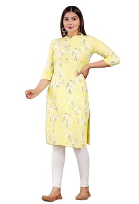 Monica Fashion Yellow Color 3/4 Sleeves Rayon Fabric Designer Kurta for Women & Girls