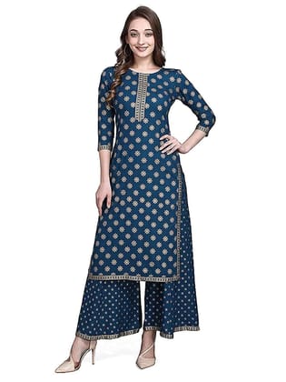 Women's Regular Rayon Kurti with Palazzo