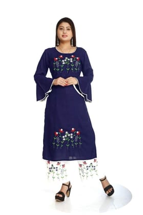 Monika Fashion Women's Cotton Printed Straight Kurta Palazzo Set